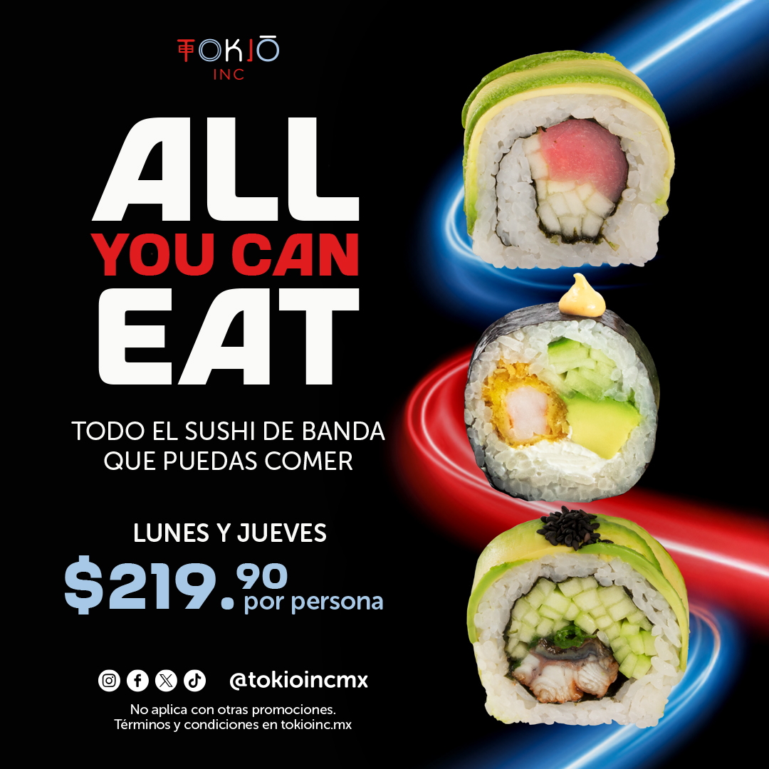 Conoce nuestra promoción All You Can Eat de Tokio Inc, el primer restaurante inteligente de sushi en CDMX. ¡Ven y vive una experiencia única!